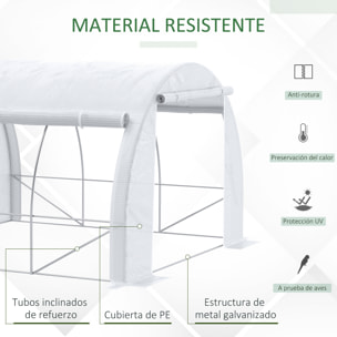 Invernadero de Túnel Jardín 3x3x2 m con Puerta y 6 Ventanas Enrollables Blanco