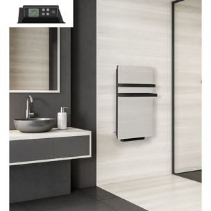 Radiateur sèche-serviette Verre Miroir 500w soufflerie 900w