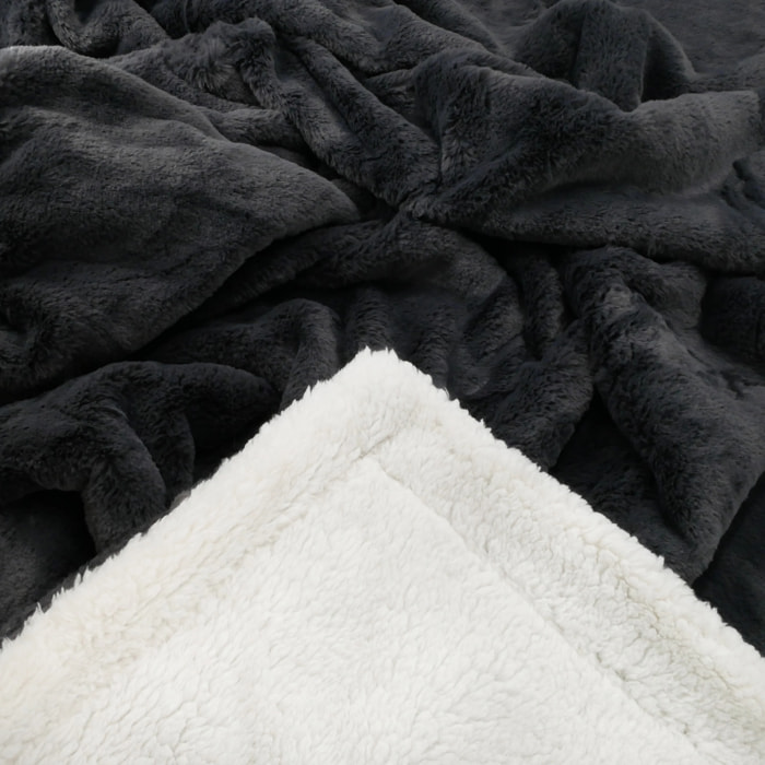 Plaid Couverture Imitation "Lapin" 220x240cm 610g/m² - Cocoon Gris anthracite