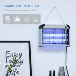 Outsunny Lampe UV anti-insectes anti moustique tue mouche électrique destructeur d'insectes 20 W noir gris