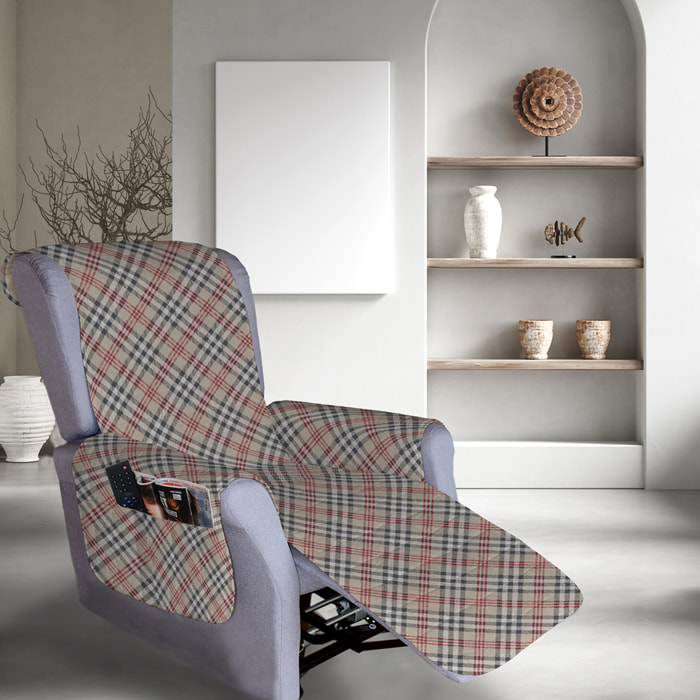 Copripoltrona trapuntato per poltrona relax scotty beige cotone- poliestere -tnt