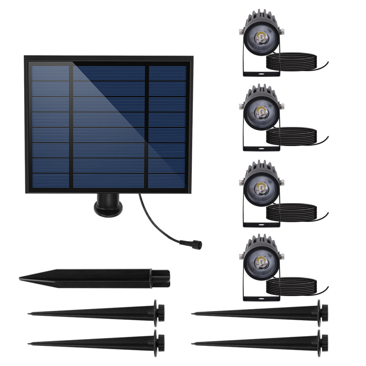 Quatre spots solaires reliés 4x ROUNDY 200LM