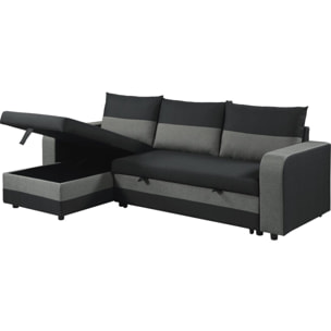 Canapé d'angle réversible/convertible en tissu "Victor" - 3 places - Noir