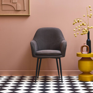 Fauteuil velours côtelé et pieds métal SHELLA