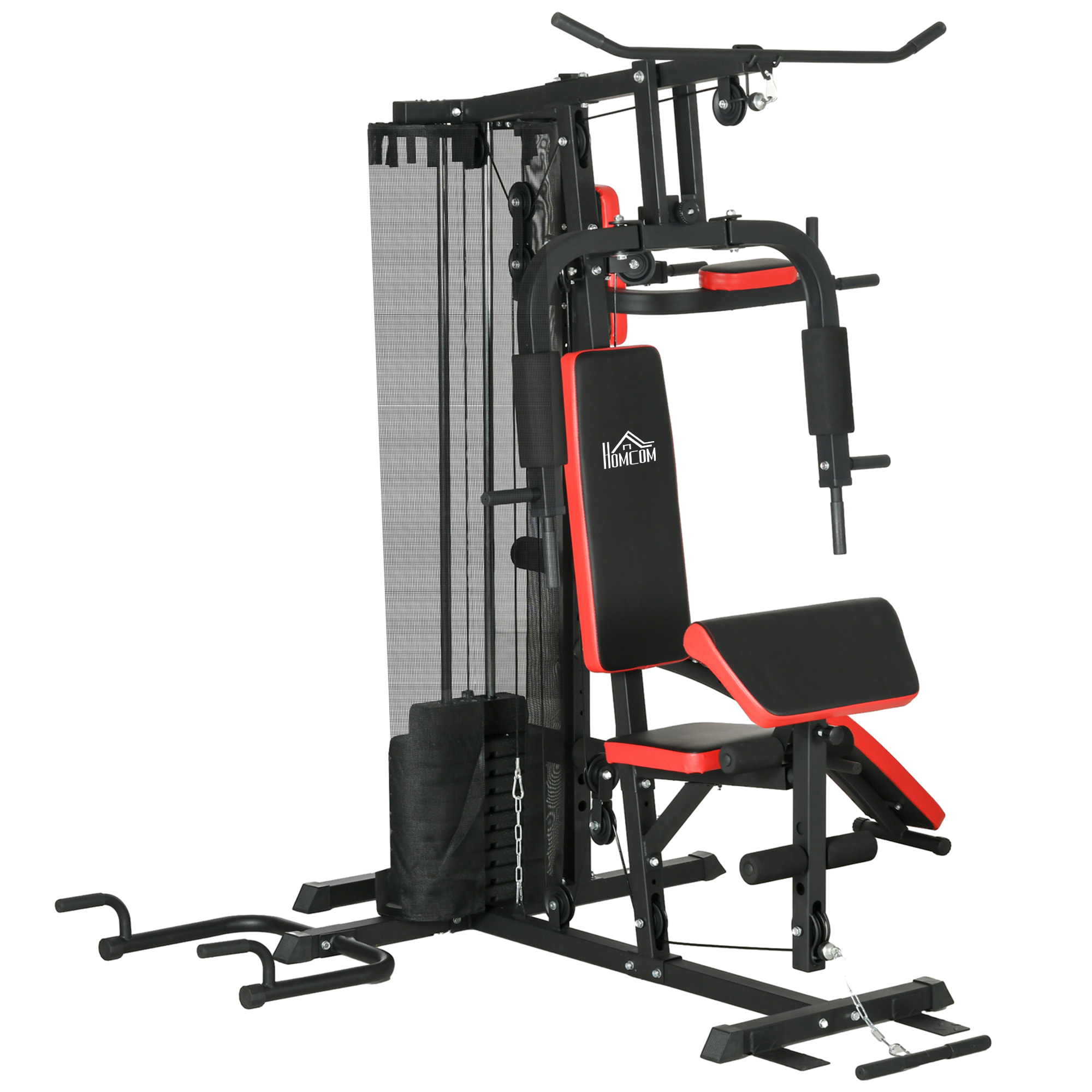 Máquina de Multiestación Ajustable Multiestación de Musculación con Placas de Peso de 45 kg Carga Max. 110 kg para Entrenamiento Fitness en Hogar Gimnasio 225x175x200 cm Negro