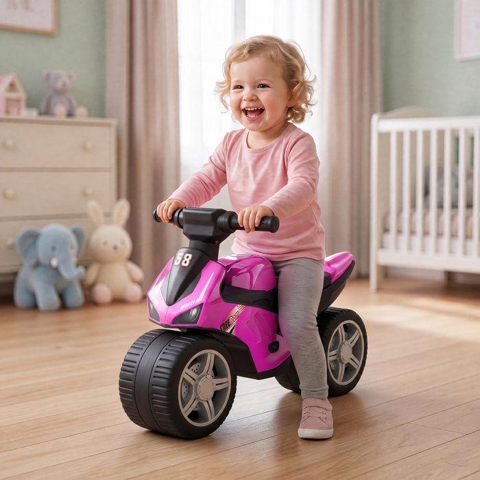Bicicleta sin Pedales, Moto Correpasillos con Música y Ruedas Extra Anchas, Bicicleta de Equilibrio para Niños y Niñas de 18 a 36 Meses, Rosa