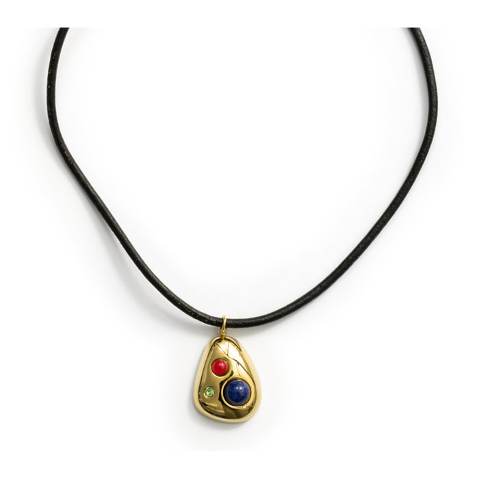 Collar de Multicolor Piedra Natural acabado en oro amarillo de 18k