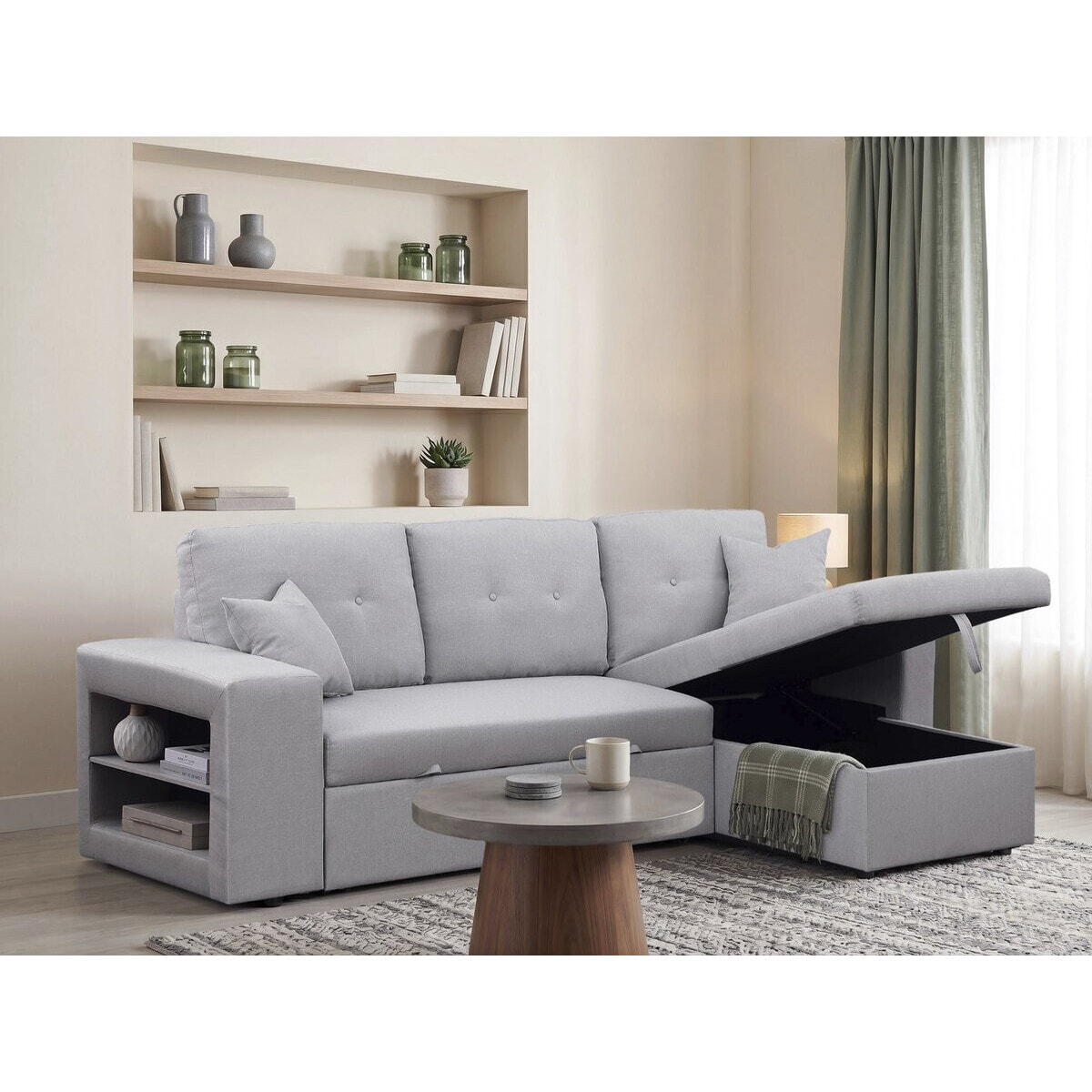 Canapé d'angle convertible/réversible "Axel" - 3 places - Gris clair