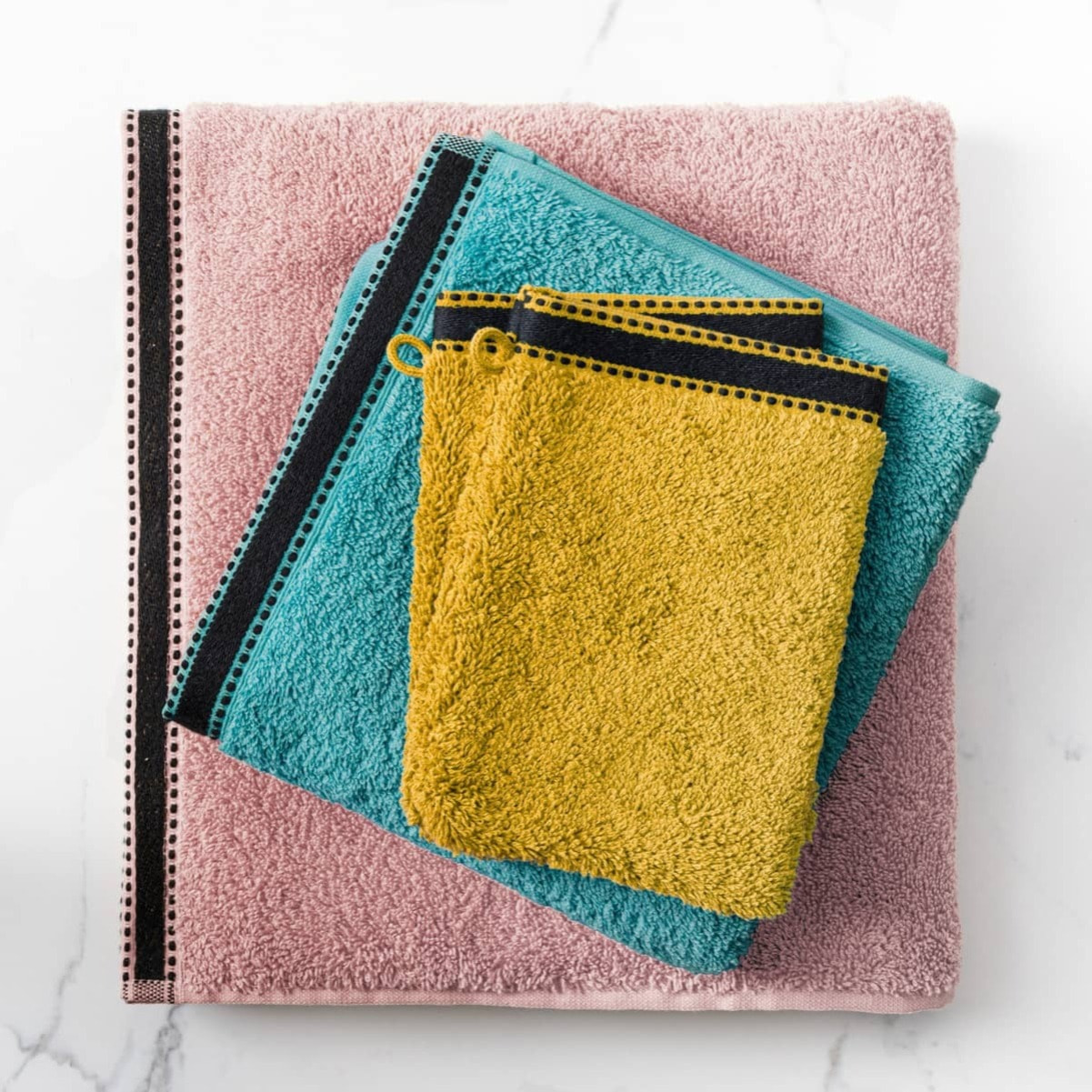 Serviette de toilette "Joia" coton bleu canard 50x90cm