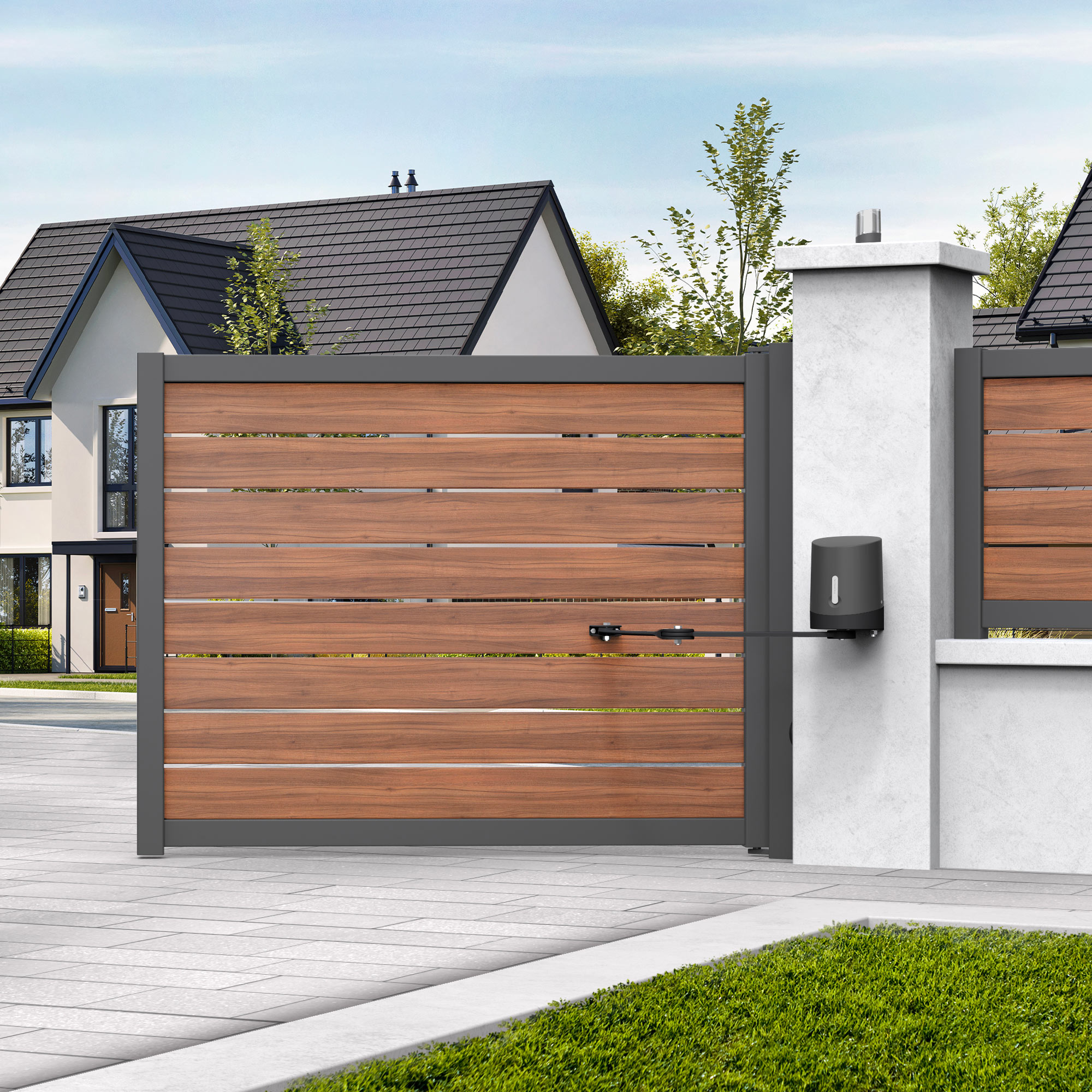 Motorisation Solaire pour portail à battants Avidsen ORANE510 + Digicode + 2 télécommandes supplémentaires (4 en tout)