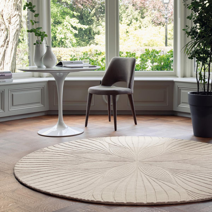 Tapis rond fait à la main en laine motif faux uni QUITA