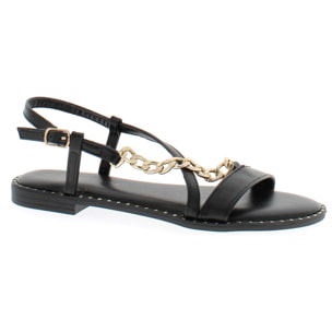 Marina Galanti Scarpe Donna Sandals Ballet Flat with Gold Chain Decoration MG 1P170 Black