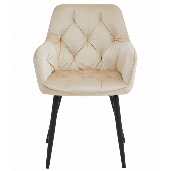 Sedia Jork in velluto beige con gambe nere