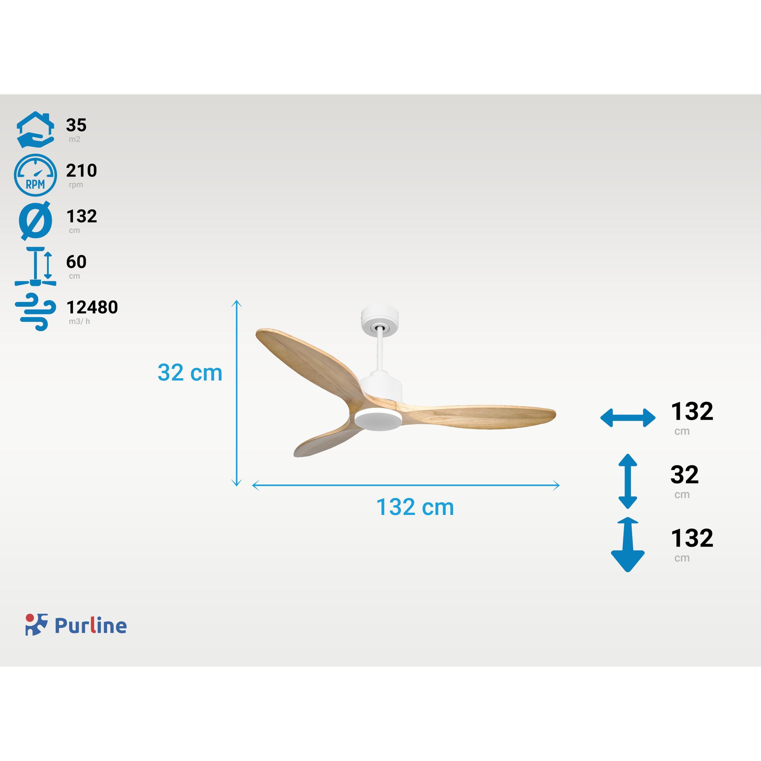 Ventilateur de plafond Réversible  Thermostat Wifi Moteur à courant continu Toits en pente Télécommande Hypersilence Mémoire