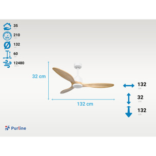Ventilateur de plafond Réversible  Thermostat Wifi Moteur à courant continu Toits en pente Télécommande Hypersilence Mémoire