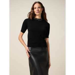 Oltre - Maglia girocollo con decorazioni - Nero