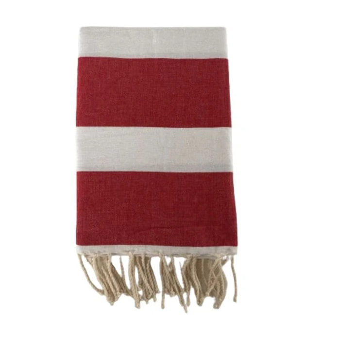 Fouta plate traditionnelle L - Transat Rouge - 190g/m²