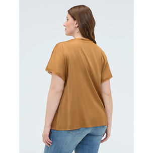 Fiorella Rubino - Top in raso con dettagli sfrangiati - Marrone