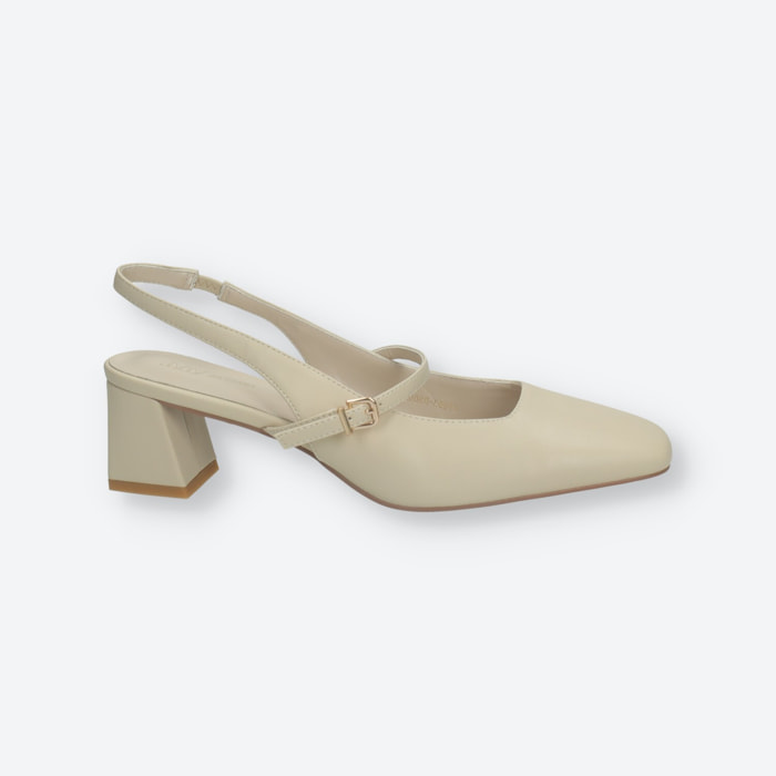 Décolleté sling back Donna Tata Italia Beige