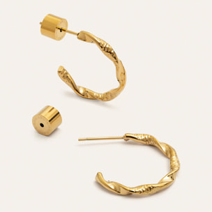 Pendientes Aro Tressia Organic Acero Baño Oro