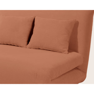 Lumi - Banquette convertible clic-clac 1 place en velours côtelé - Terracotta