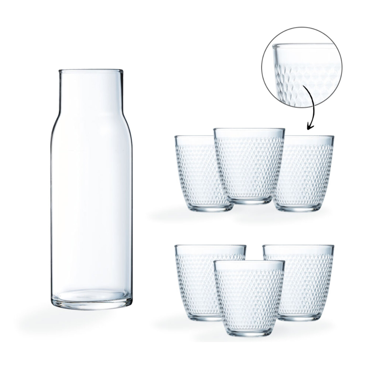 Ensemble carafe Funambule et 6 verres à eau Concepto 25 cl - Luminarc
