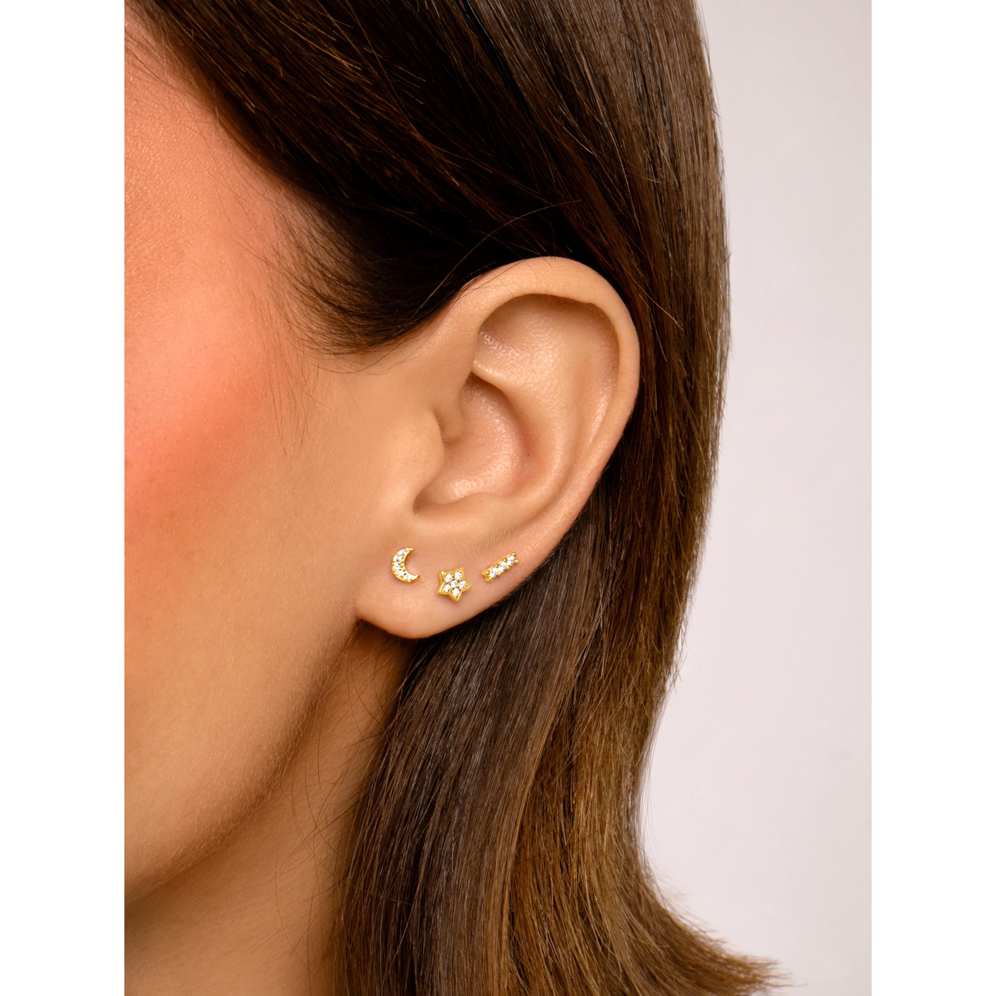Orecchino Singolo Mini Moon Spark Argento Placcato Oro