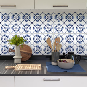 Stickers muraux - Sticker Mural Carrelage adhésif Cuisine Salle de Bain - 24 STICKERS CARREAUX DE CIMENT AZULEJOS LOICIA