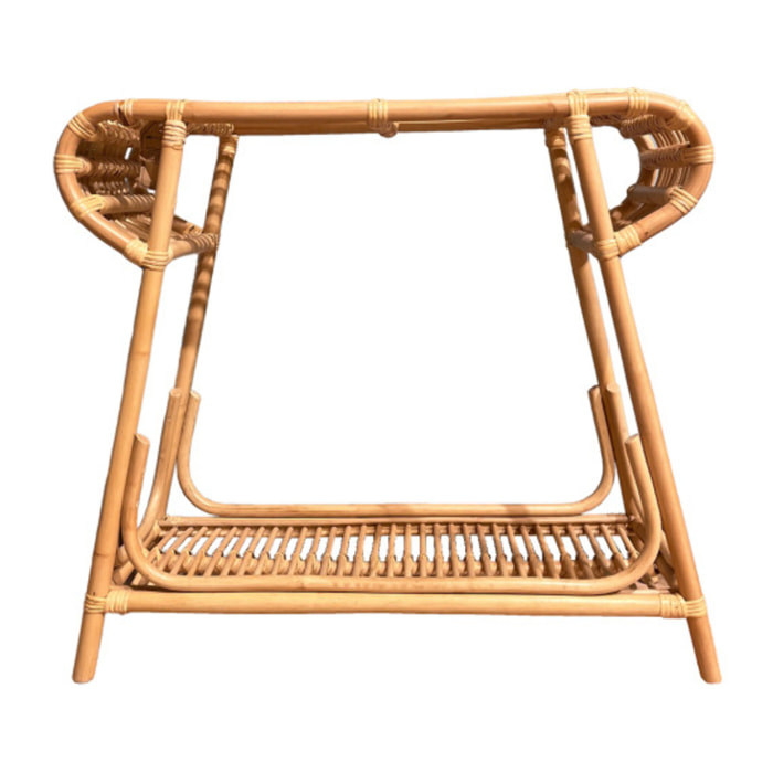 Console L. 80 cm forme trapèze arrondi en rotin naturel tressé – VIVIA