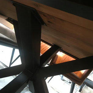 Table à manger 240 cm bois/métal pied croisé OKA