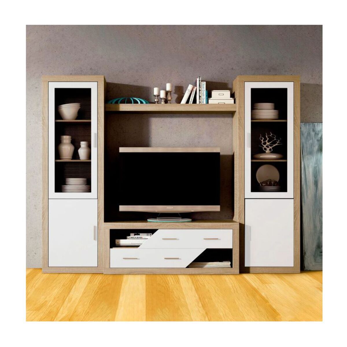 Módulo bajo Nuka 2 cajones Cambria - Blanco