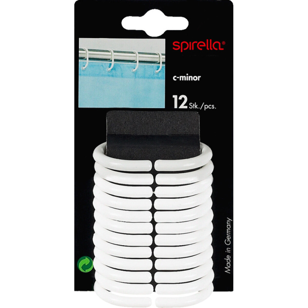 Lot de 12 anneaux pour rideaux de douche C-MINOR Blanc Spirella