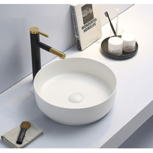 Set vasque à poser 39x39x12cm sans trop-plein + bonde à écoulement libre Infinitio blanc SetSATINF-blanc