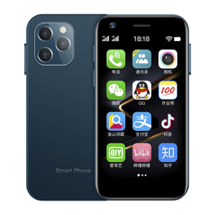 DAM Smartphone  Mini XS12 4G, Android, 2GB RAM + 16GB. Schermo da 3''. Doppia scheda SIM. 4,5x1,1x8,9 cm. Colore: blu scuro