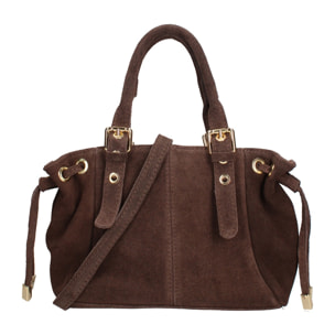 Borsa a mano da donna Made in Italy - Modello Elara Nova - Pelle scamosciata - 14.0 x 8.0 x 25.0 cm