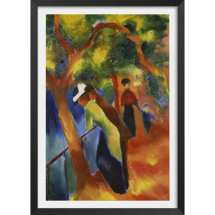 Affiche Sunny path par August Macke Affiche + cadre en bois - Noir
