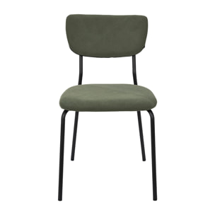 Lot de 4 Chaises - HOME DECO FACTORY - Jules - Côtelées - Confortables - Vert
