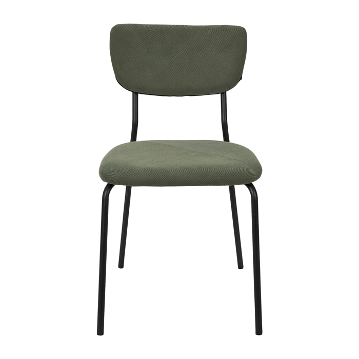 Lot de 4 Chaises - HOME DECO FACTORY - Jules - Côtelées - Confortables - Vert