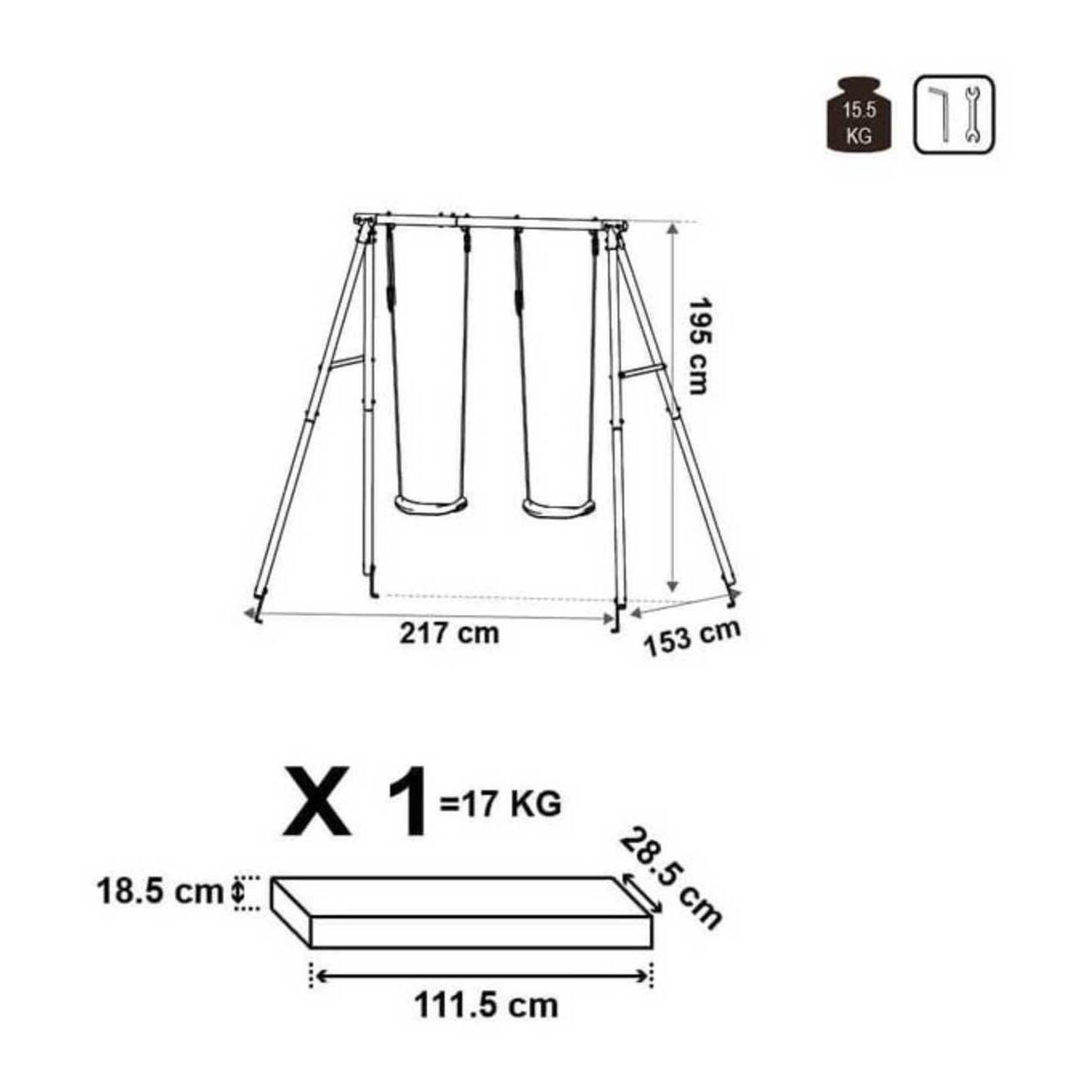 Allegra Duello - Altalena da giardino 2 posti per bambini 3-12 anni