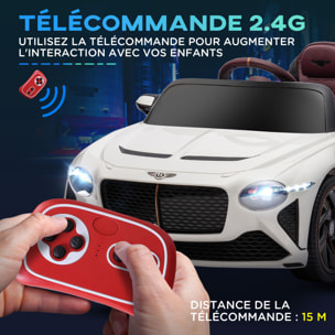 Véhicule électrique enfant Bentley Bacalar 2 moteurs 2 x 25 W télécommande effets sonores et lumineux blanc