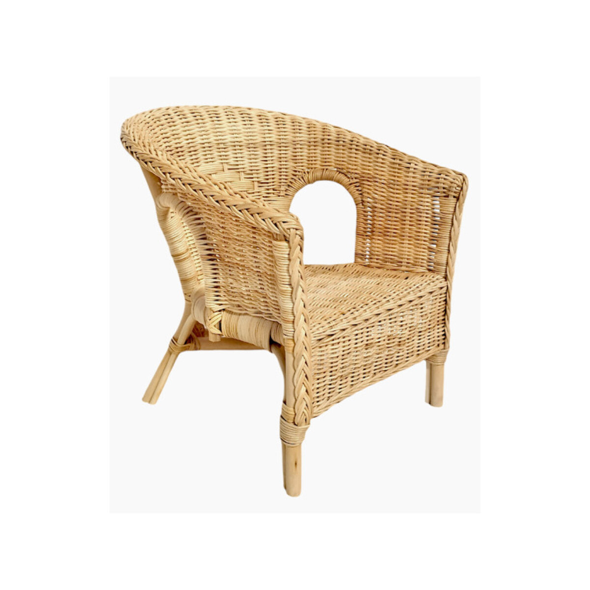 Fauteuil de jardin pour enfant en rotin naturel tressé - VIVIA
