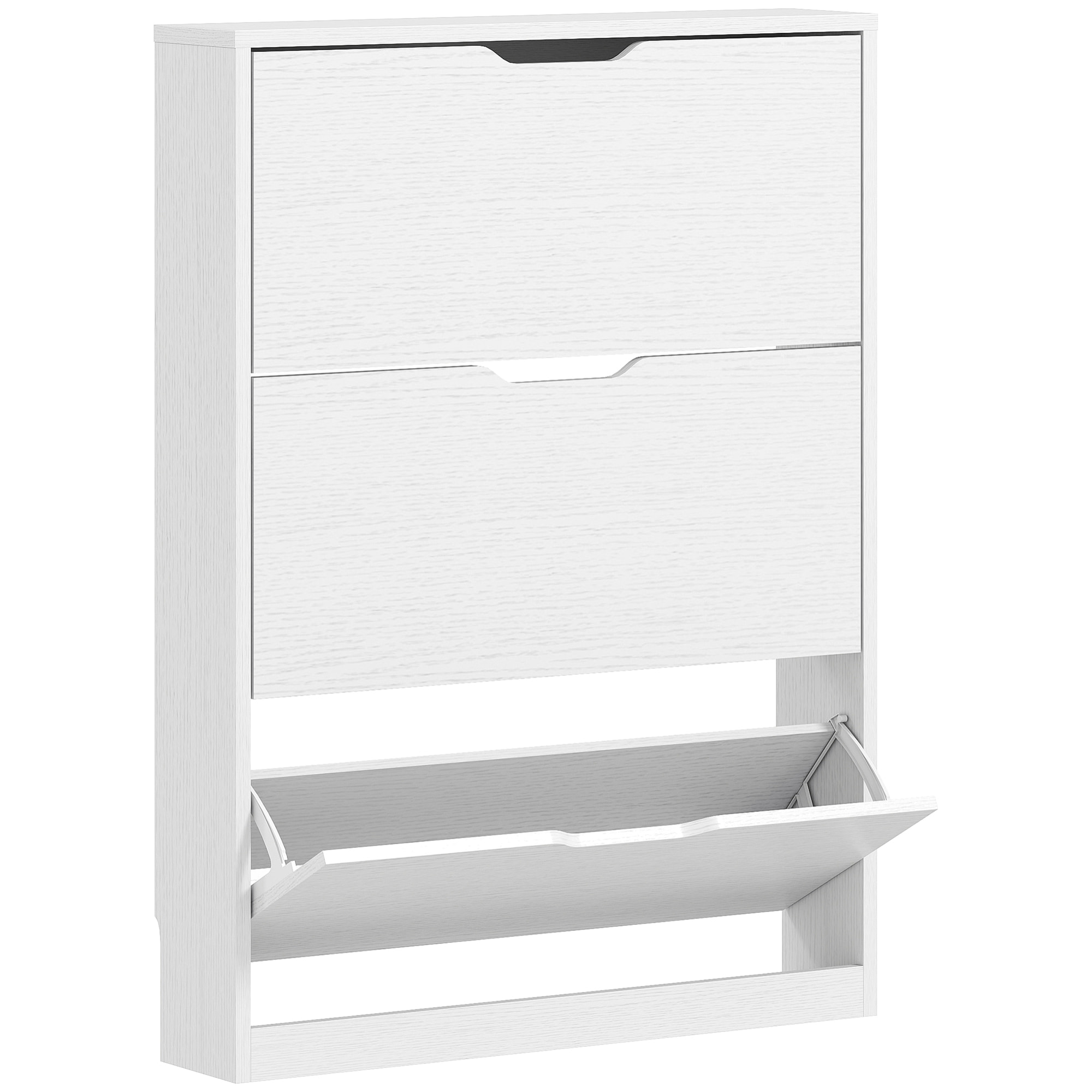 Meuble à chaussures 3 portes dim. 80 x 17 x 108 cm effet bois blanc
