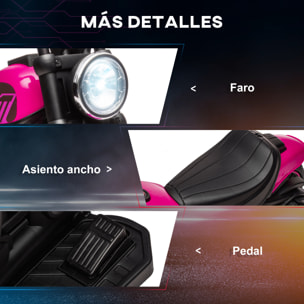 Moto Eléctrica para Niños de 18-36 Meses, Moto Eléctrica Infantil con Batería 6V, Faro y Ruedas Auxiliares Desmontables, Carga 25 kg, Rosa