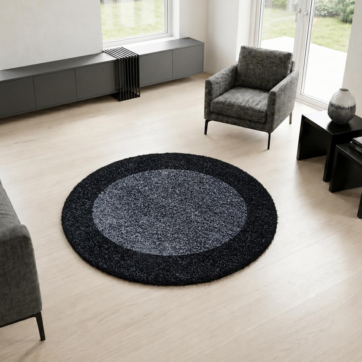 Tapis poils longs shaggy tissé motif simple NIVA