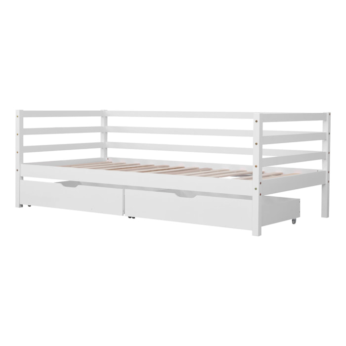 Lit banquette pour enfant 190x90cm avec tiroirs JULES