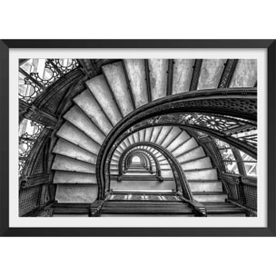 Affiche circular staircase Affiche + cadre en bois - Noir