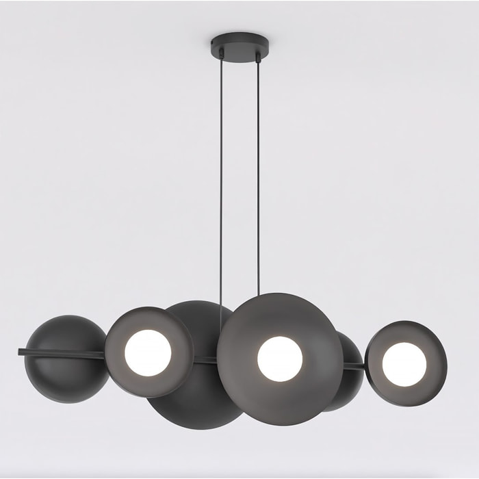 Lampada a sospensione Volum in acciaio nero opaco