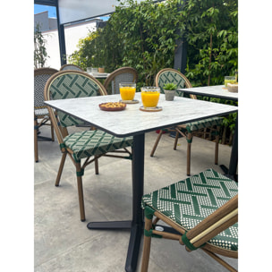 BISTRO - Table carrée de jardin en acier et plateau HPL