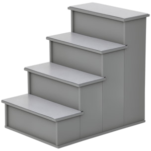 Escalera para Perros de 4 Peldaños Escalera para Mascotas Escalones para Perros Gatos con Acolchados Desmontables Carga 30 kg para Cama Sofá 40x59x54,2 cm Gris