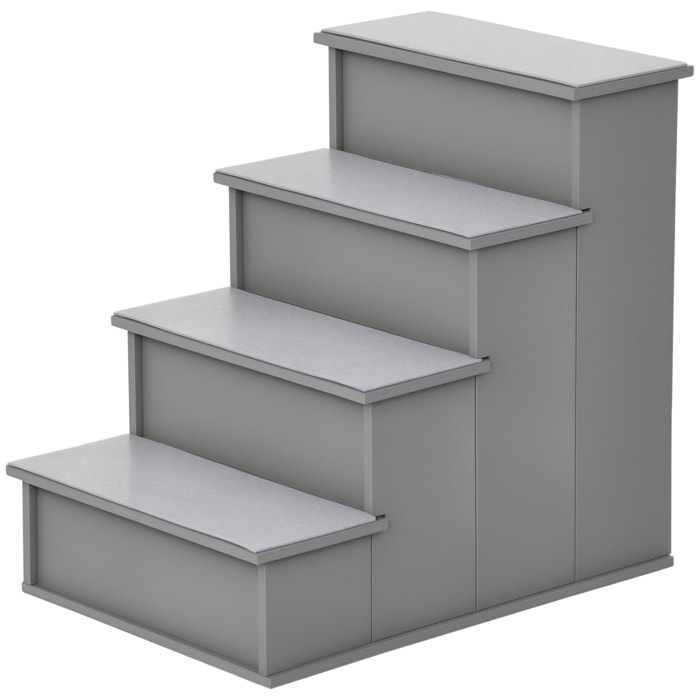 Escalera para Perros de 4 Peldaños Escalera para Mascotas Escalones para Perros Gatos con Acolchados Desmontables Carga 30 kg para Cama Sofá 40x59x54,2 cm Gris